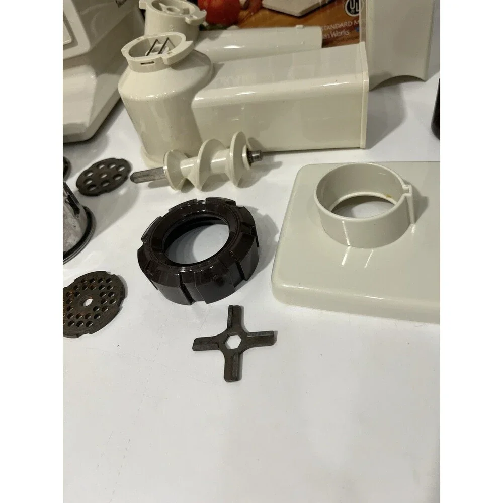 Vintage VTG Moulinex The Kitchen Works Deluxe Model 244 Tested Works Accessories